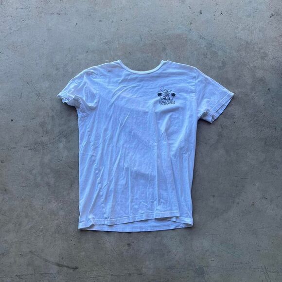 Volcom white cotton t-shirt with palm tree graphic #skater Mens size M - Picture 1 of 2